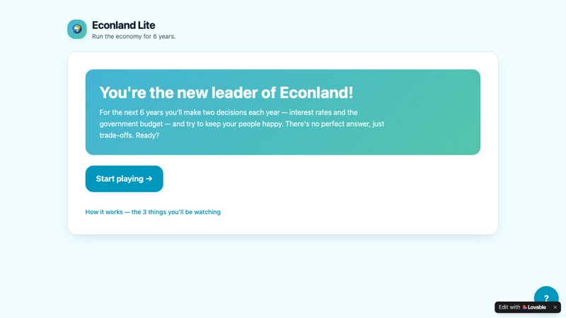 Screenshot of Econland Lite